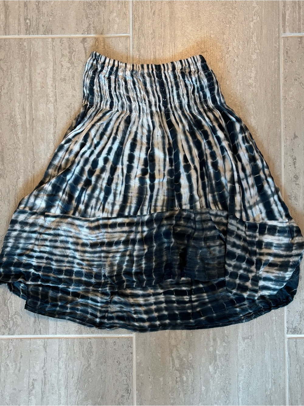 Tie-Dye Smocked Waist Mini Skirt - could be worn as tube top